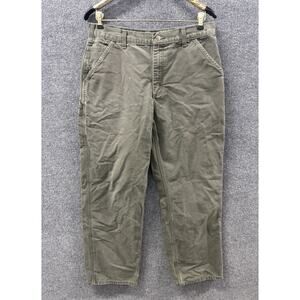 Carhartt Mens Carpenter Work Pants Size 34 X 32 Green B11 Moss Duck Dungaree